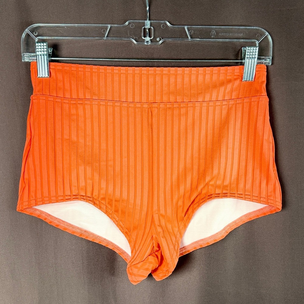 Lands' End Women's 8 High Waisted Papaya Orange Bikini Bottom Swimsuit Tummy Co